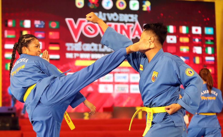 Các võ sĩ vovinam Campuchia tiến bộ vượt bậc - Ảnh: N.K.