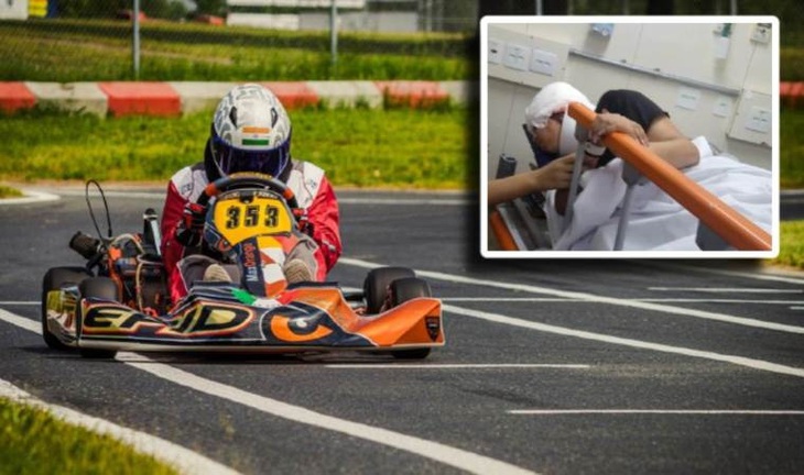 Da đầu cô gái trẻ bị rách khi lái xe go-kart không buộc tóc gọn gàng - Ảnh: Cumhuriyet