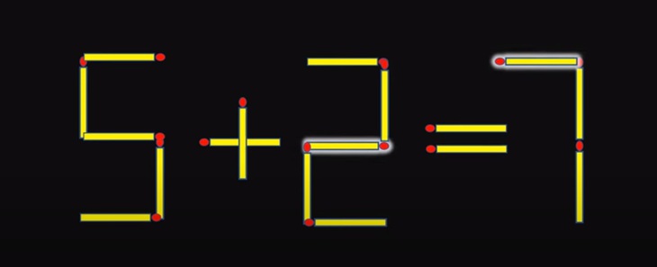 Thử tài IQ: Di chuyển hai que diêm để 5+0=1 thành phép tính đúng- Ảnh 2.