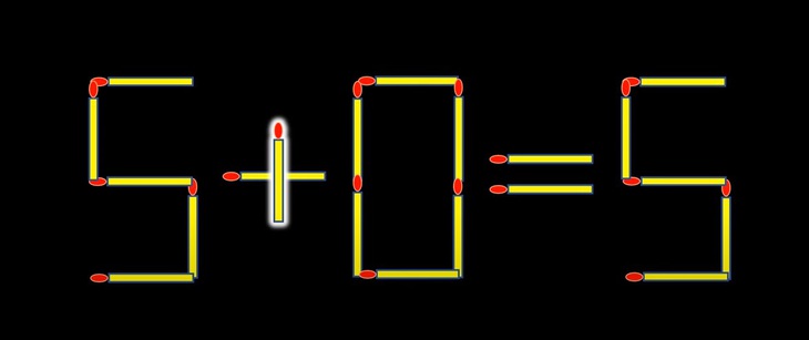 Thử tài IQ: Di chuyển hai que diêm để 5+0=1 thành phép tính đúng- Ảnh 6.