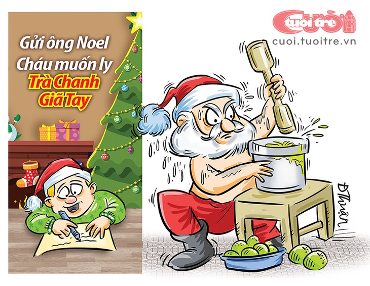 Ông già Noel... mỏi tay - Tranh: Đức Thuận 