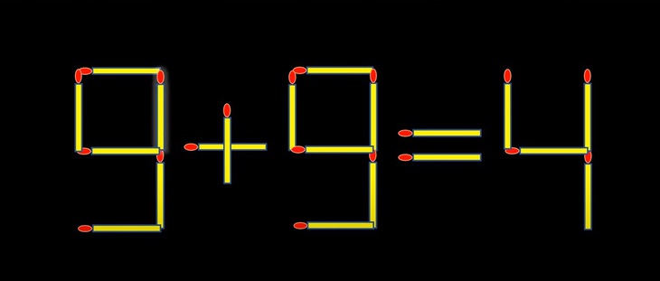 Thử tài IQ: Di chuyển một que diêm để 9+9=4 thành phép tính đúng- Ảnh 1.