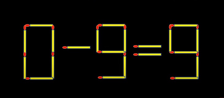 Thử tài IQ: Di chuyển một que diêm để 0-9=9 thành phép tính đúng- Ảnh 1.