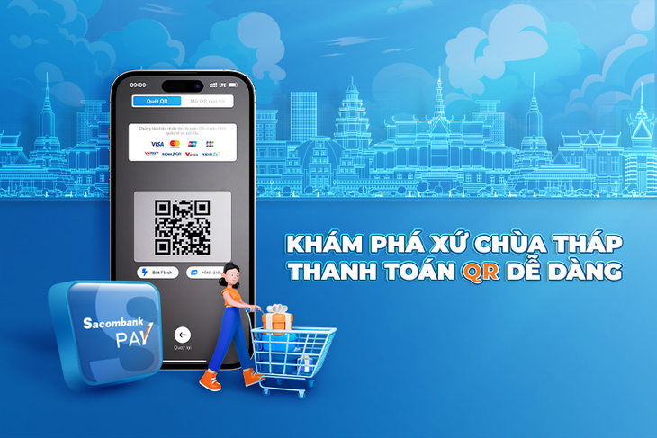 Sacombank kết nối thanh toán bằng mã QR xuyên biên giới tại Campuchia - Ảnh: Sacombank