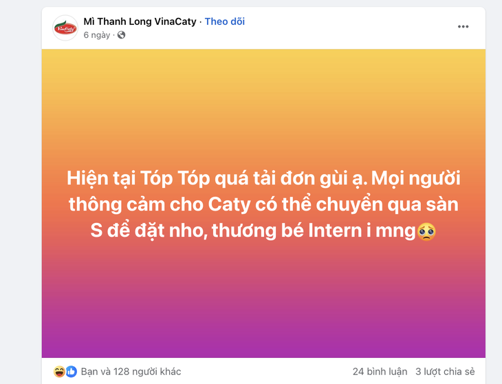 Mì tôm thanh long cháy hàng trên TikTok Shop - Ảnh: Vina Caty