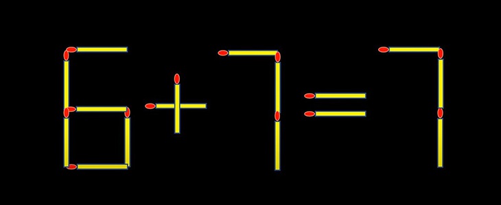 Thử tài IQ: Di chuyển một que diêm để 6+7=7 thành phép tính đúng- Ảnh 1.