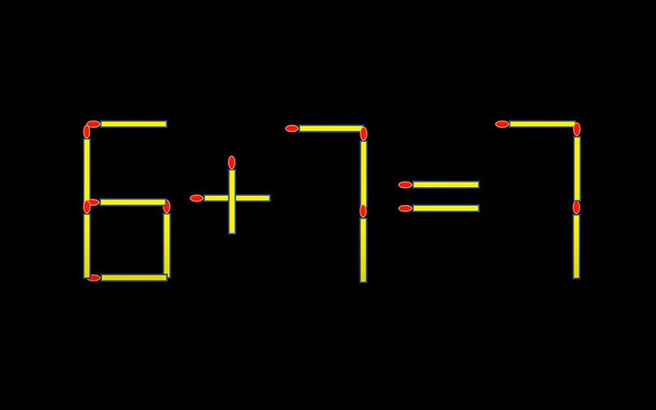 Thử tài IQ: Di chuyển một que diêm để 6+7=7 thành phép tính đúng