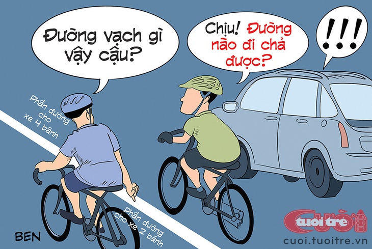 Đi xe đạp khỏi cần học luật? - Tranh: BEN 