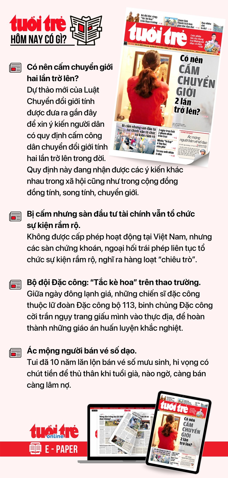 Tin tức đáng chú ý trên Tuổi Trẻ nhật báo ngày 10-12. Để đọc Tuổi Trẻ báo in phiên bản E-paper, mời bạn đăng ký Tuổi Trẻ Sao TẠI ĐÂY