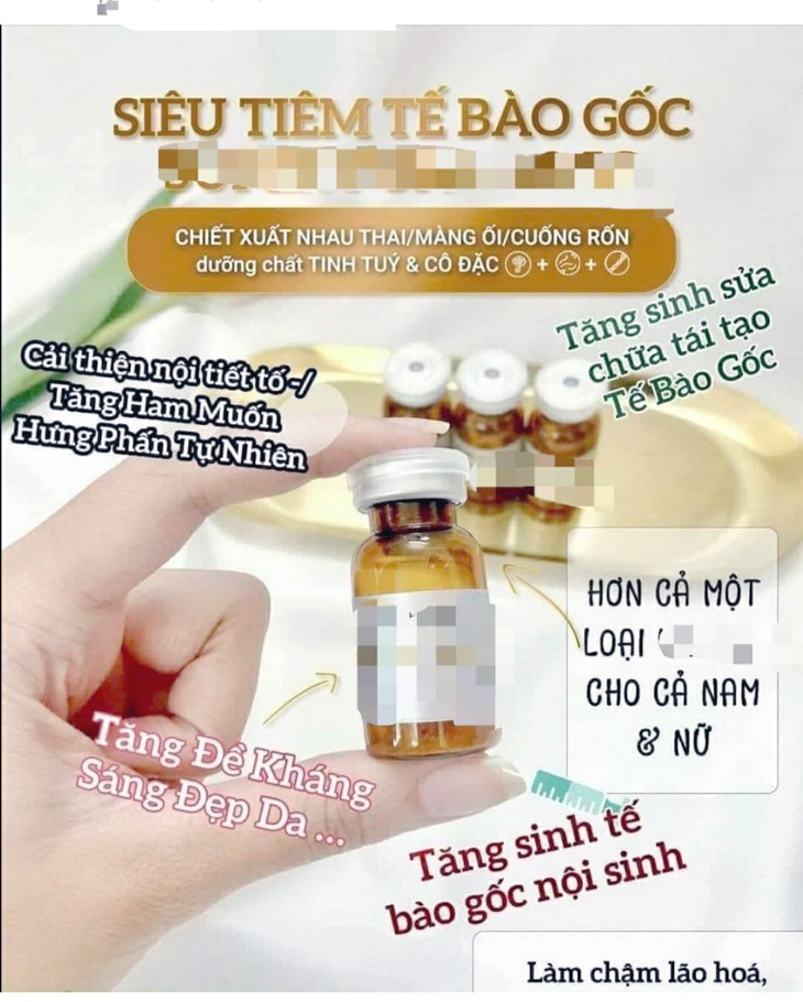 Tế bào gốc được rao bán, quảng cáo trên mạng xã hội với lời cam kết trị được nhiều bệnh - Ảnh: T.HIẾN chụp lại