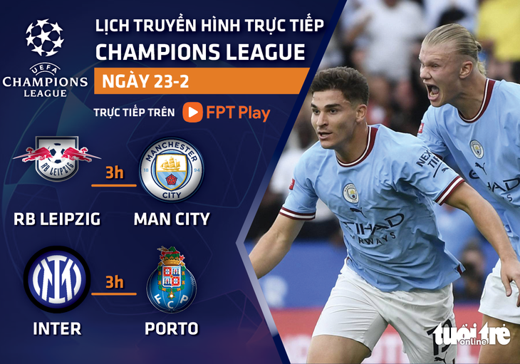 Lịch trực tiếp Champions League: Leipzig - Man City, Inter - Porto - Ảnh 1.