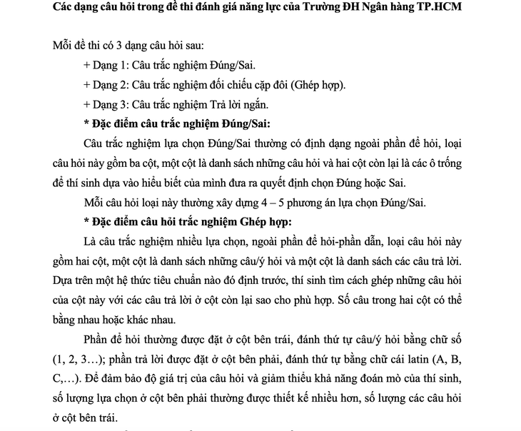 Kỳ thi đánh giá năng lực Trường ĐH Ngân hàng TP.HCM khác biệt ra sao? - Ảnh 3.