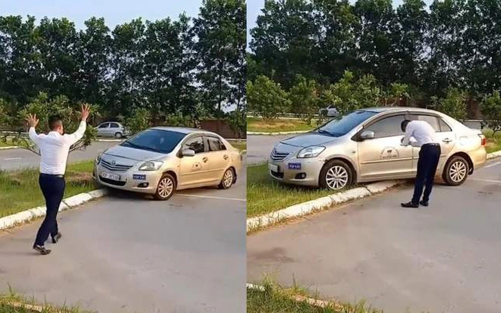 Xác minh nhiều xe tập lái trèo qua giải phân cách cứng trước cổng trường dạy lái - Ảnh 5.