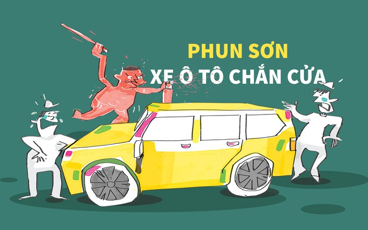 Xe ô tô vừa đậu trước cửa đã bị phun sơn