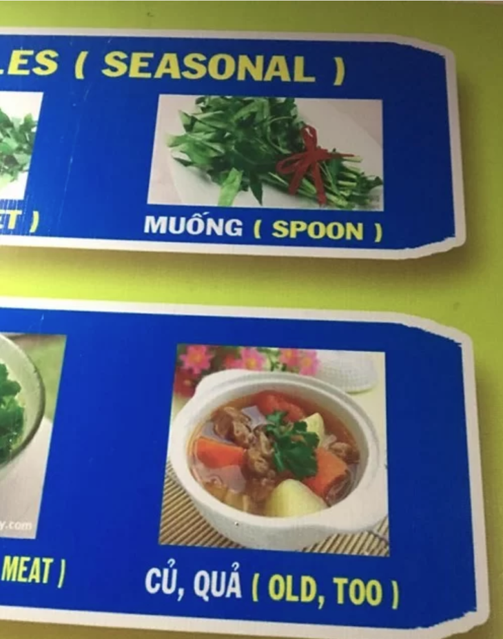 Phát hoảng với menu song ngữ được dịch bởi... chị Google! - Ảnh 7.