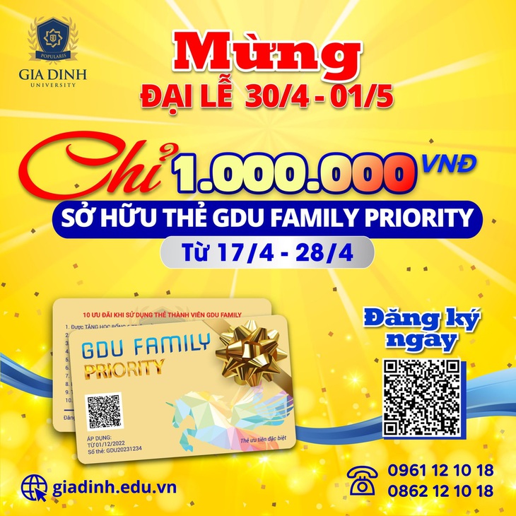 GDU ra mắt ưu đãi: chỉ 1 triệu đồng để sở hữu thẻ siêu quyền lực GDU Family Priority