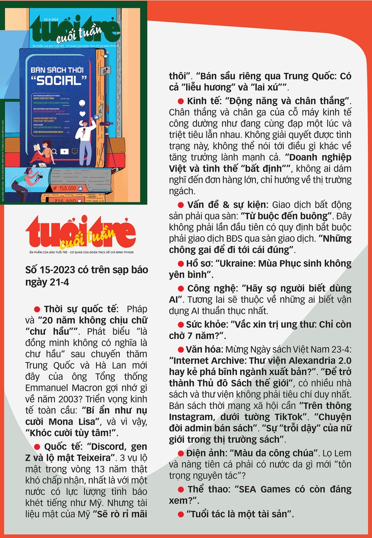 Tuổi Trẻ Cuối Tuần số 15-2023: &quot;Bán sách thời &quot;social&quot;&quot; - Ảnh 2.