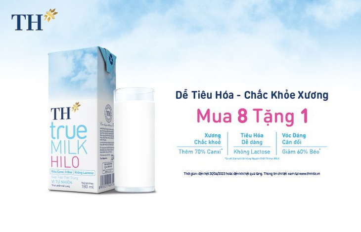 TH true MILK HILO - sữa tươi giàu canxi, ít béo khuyến mãi mua 8 tặng 1 - Ảnh 1.