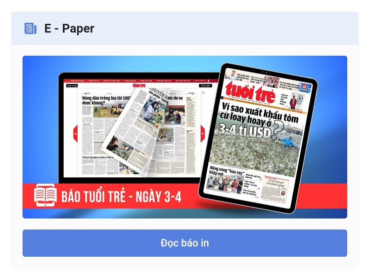 Tuổi Trẻ nhật báo trên mạng (E-Paper) trên phiên bản Tuổi Trẻ Sao 