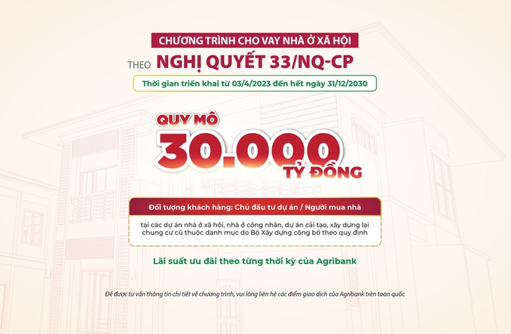 Agribank dành 30.000 tham gia chương trình cho vay ưu đãi đối với nhà ở xã hội - Ảnh: AGR