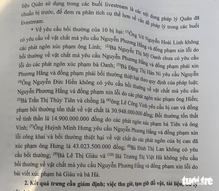 Ca sĩ Thủy Tiên có đòi bà Phương Hằng bồi thường thiệt hại tinh thần hơn 14 tỉ đồng? - Ảnh 3.