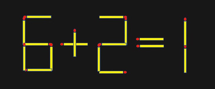 Di chuyển 1 que diêm để phép tính sai 2+6=2 thành đúng - Ảnh 4.