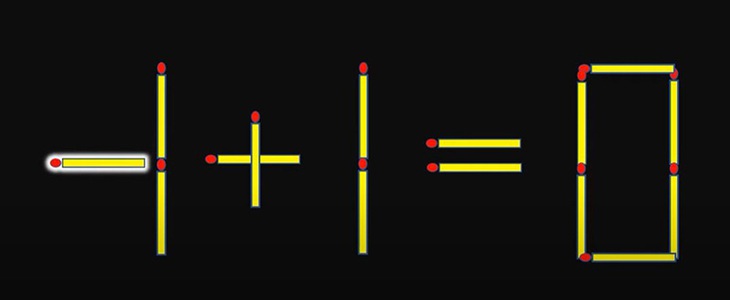 Di chuyển 1 que diêm để phép tính 7+1=0 thành đúng - Ảnh 3.