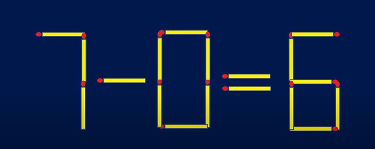 Di chuyển 2 que diêm để phép tính 7-0=6 thành đúng - Ảnh 1.