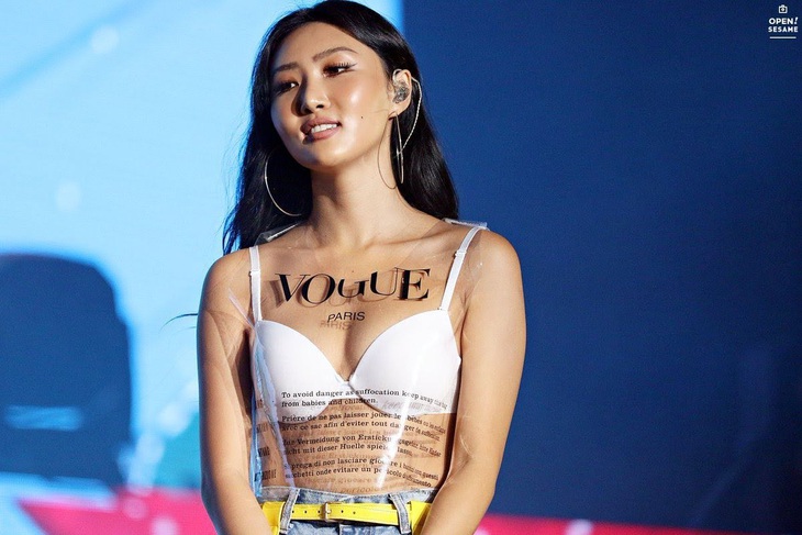 Hwasa (Mamamoo) vén áo khoe ngực khi đang biểu diễn gây sốc - Ảnh 1.