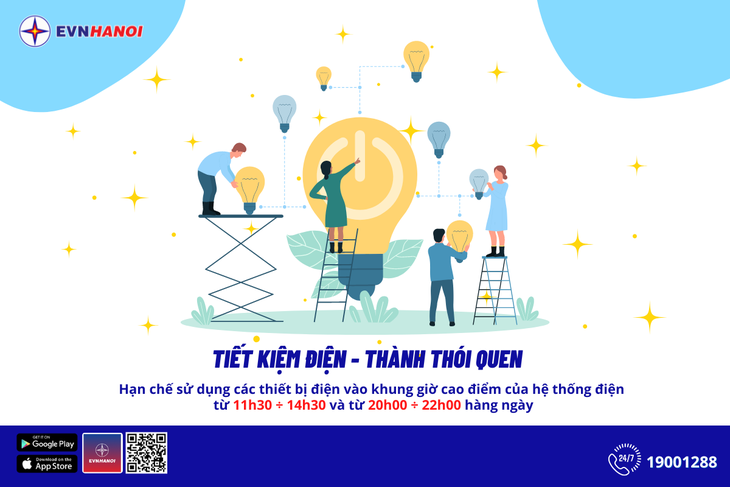 EVNHANOI khuyến cáo sử dụng điện tiết kiệm, nhất là trong khung giờ cao điểm