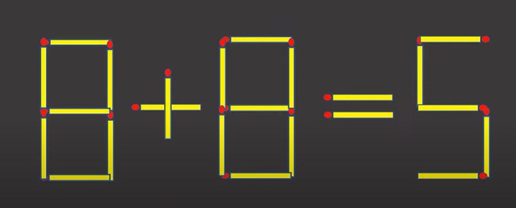 Di chuyển hai que diêm để 8+8=5 thành phép tính đúng - Ảnh 1.