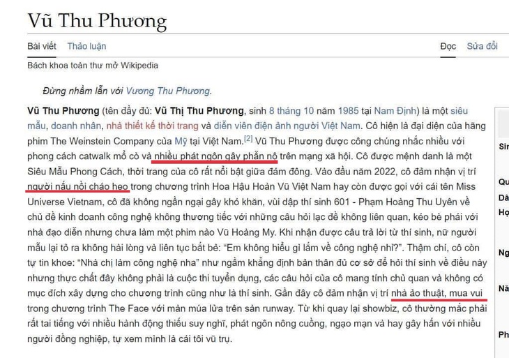 Vũ Thu Phương là nhà ảo thuật, người nấu cháo heo… trên Wiki - Ảnh 2.