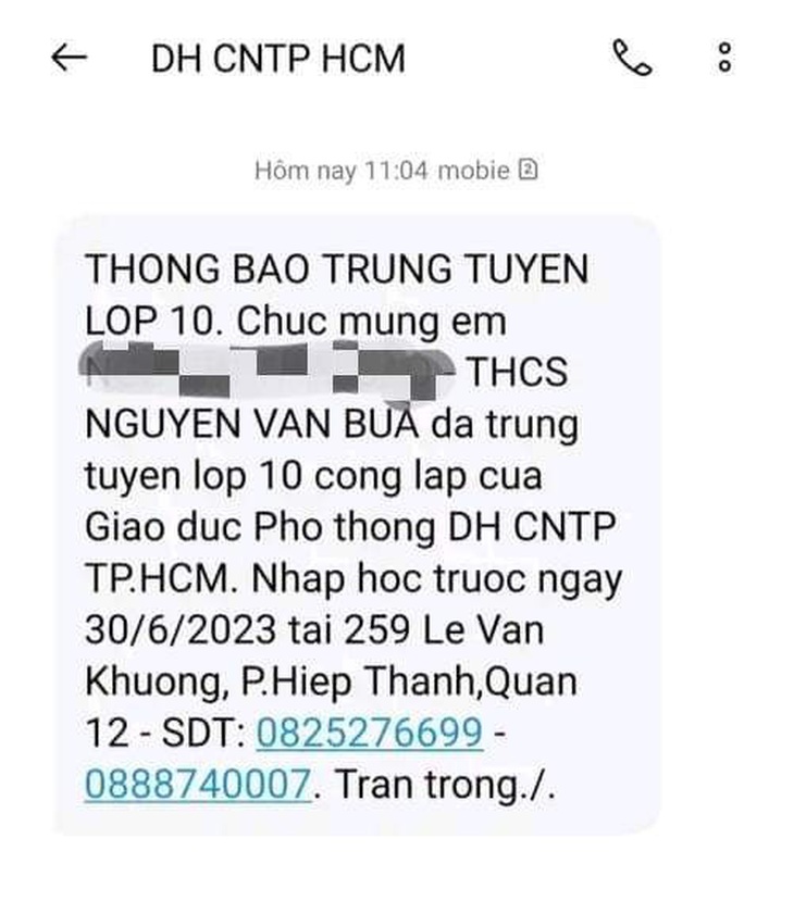 Chưa có điểm chuẩn đã nhận tin nhắn đậu lớp 10, thông tin thí sinh bị lộ? - Ảnh 2.