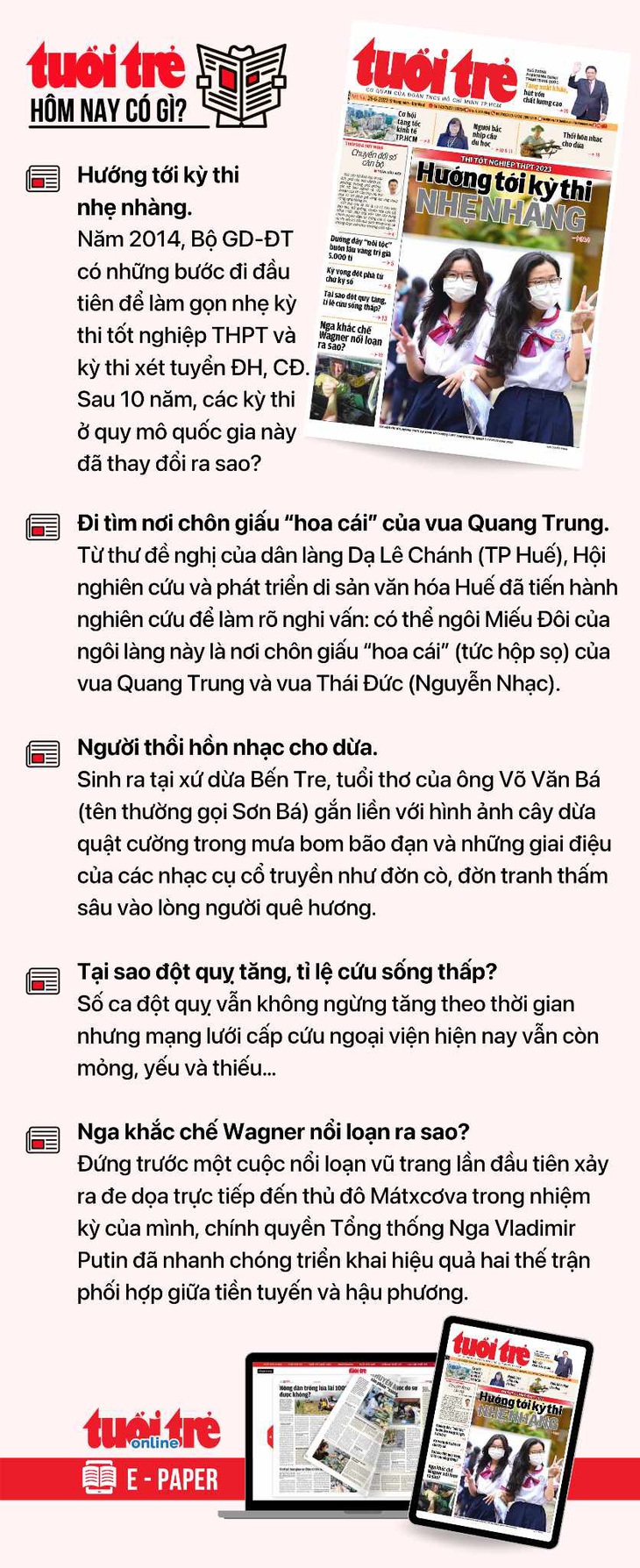 Tin tức chính trên Tuổi Trẻ nhật báo hôm nay 26-6. Để đọc Tuổi Trẻ báo in phiên bản E-paper, mời bạn đăng ký Tuổi Trẻ Sao tại đây