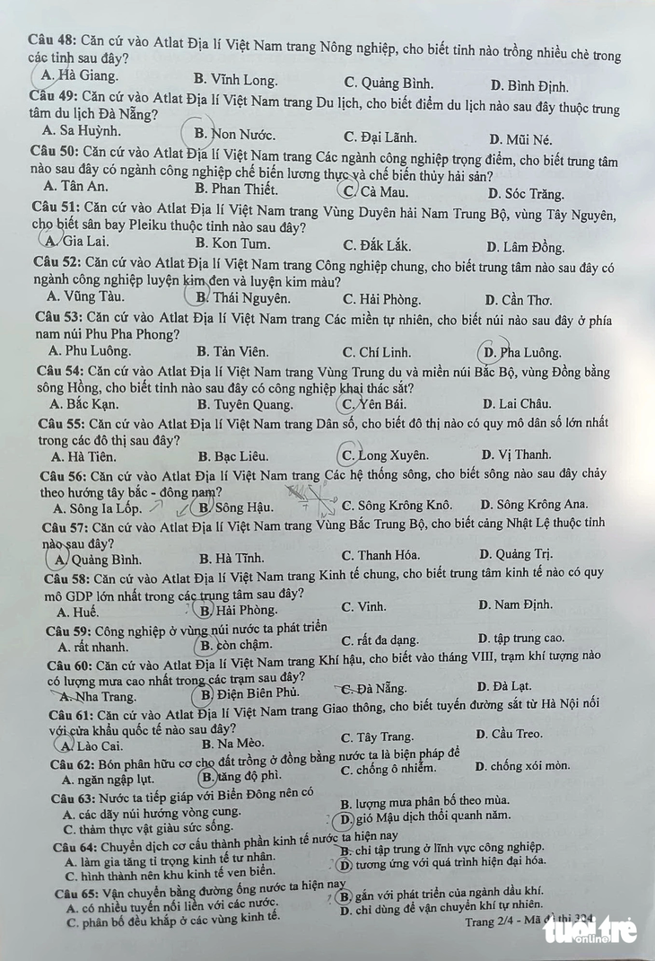 Đề thi môn địa lý kỳ thi tốt nghiệp THPT 2023 - Ảnh 2.