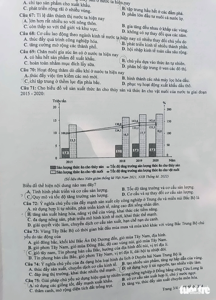 Đề thi môn địa lý kỳ thi tốt nghiệp THPT 2023 - Ảnh 3.