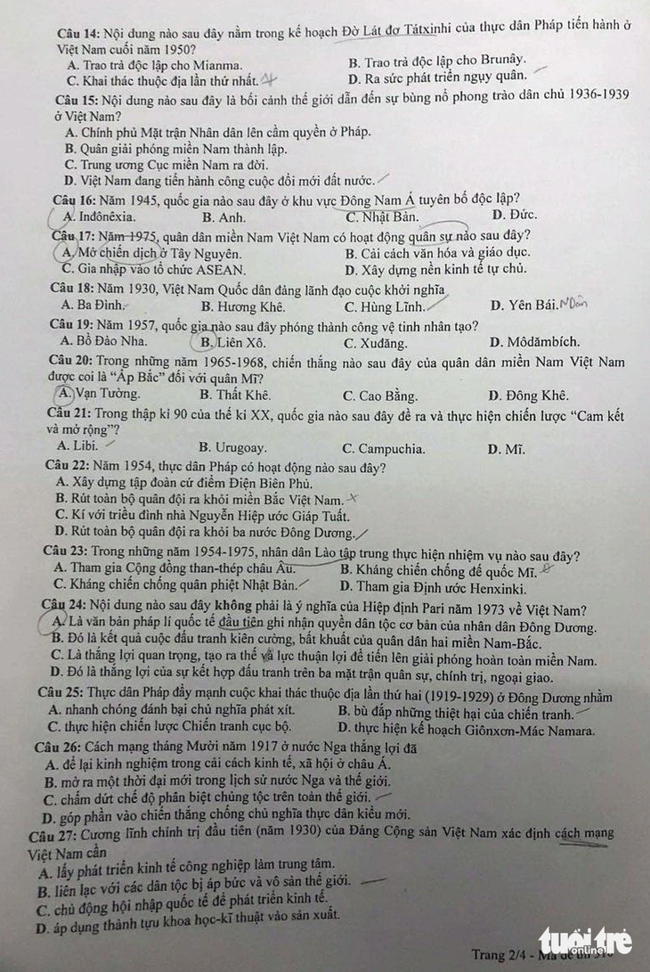 Đề thi môn Lịch sử kỳ thi tốt nghiệp THPT 2023 - Ảnh 3.