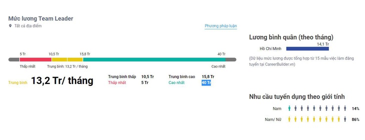 Mức lương của team leader - Ảnh: Internet