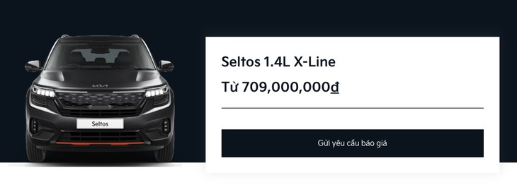 Hình ảnh Seltos 1.4L X-Line trên website của Kia Việt Nam - Ảnh chụp màn hình