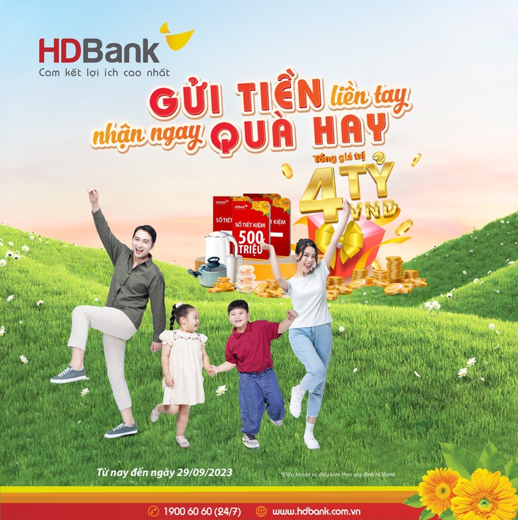 HDBank tặng gần 4 tỉ đồng cho khách hàng gửi tiết kiệm - Ảnh: HDB