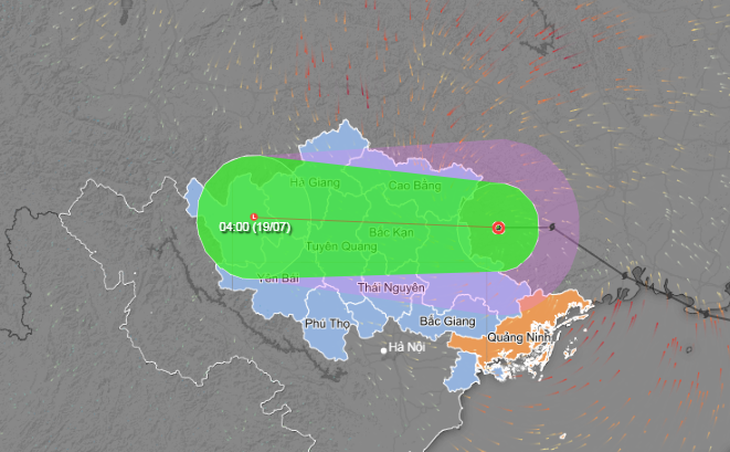 Vị trí và hướng di chuyển áp thấp nhiệt đới - Ảnh: NCHMF