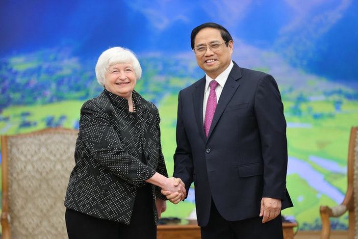 Thủ tướng tiếp Bộ trưởng Bộ Tài chính Mỹ Janet Yellen - Ảnh: VGP