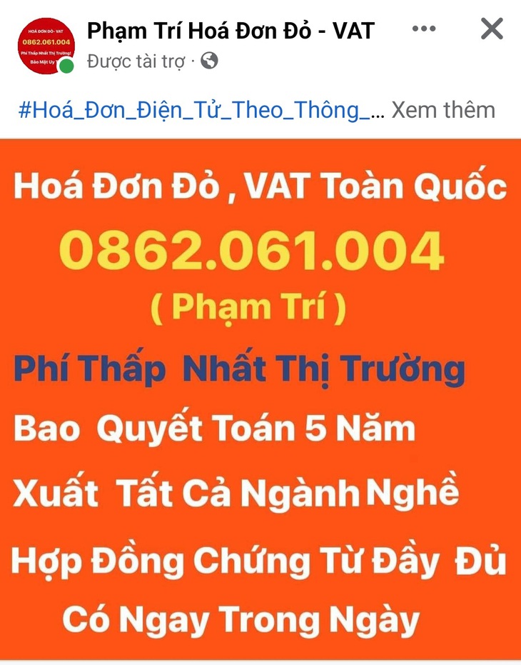 Ngang nhiên mua bán hóa đơn điện tử - Ảnh chụp màn hình