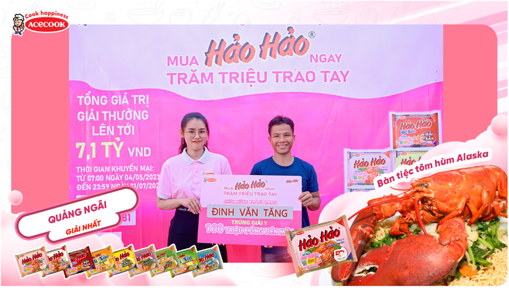 Chiêm ngưỡng Hảo Hảo 3D khổng lồ cùng âm nhạc - Ảnh 5. Xin chúc mừng khách hàng Đinh Văn Tăng là một trong các chủ nhân tiếp theo sở hữu giải thưởng 100 triệu đồng.