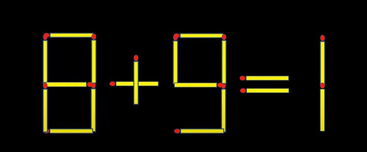 Thử tài IQ: Di chuyển một que diêm để 8+9=1 thành phép tính đúng - Ảnh 1.