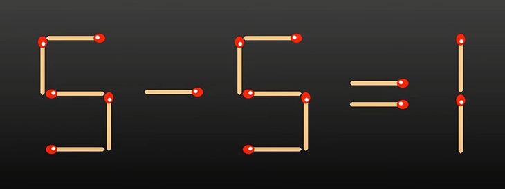 Thử tài IQ: Di chuyển một que diêm để 5-5=1 thành phép tính đúng - Ảnh 1.