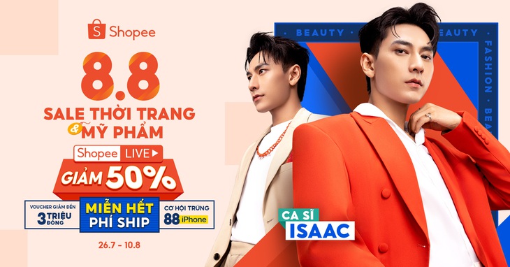 Trong khuôn khổ sự kiện 8-8, Shopee còn tung thêm hàng loạt ưu đãi giảm nửa giá độc quyền trên Shopee Live, hoàn thiện trải nghiệm mua sắm kết hợp giải trí tại nhà