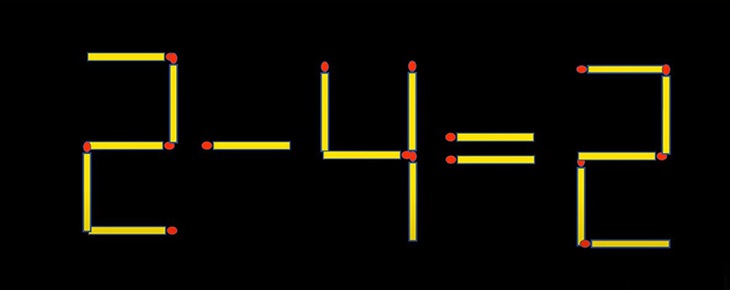 Thử tài IQ: Di chuyển hai que diêm để 2-4=2 thành phép tính đúng - Ảnh 1.