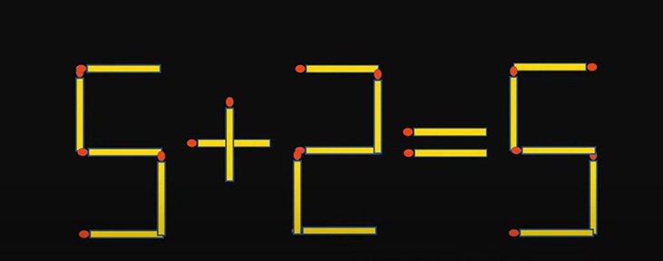 Thử tài IQ: Di chuyển một que diêm để 5+2=5 thành phép tính đúng - Ảnh 1.