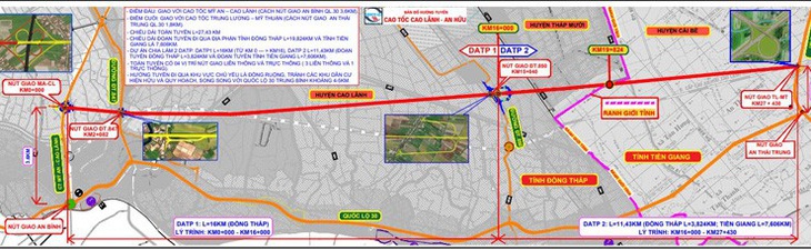 Sơ đồ dự án đường cao tốc Cao Lãnh - An Hữu  - Ảnh: Cổng thông tin điện tử Đồng Tháp